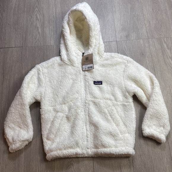 Patagonia Fuzzy Fleece Jacket Kids XS Birch White New Toddler Los